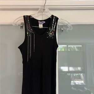 Caramel black tank top with beading